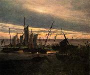 Caspar David Friedrich, Schiffe im Hafen am Abend